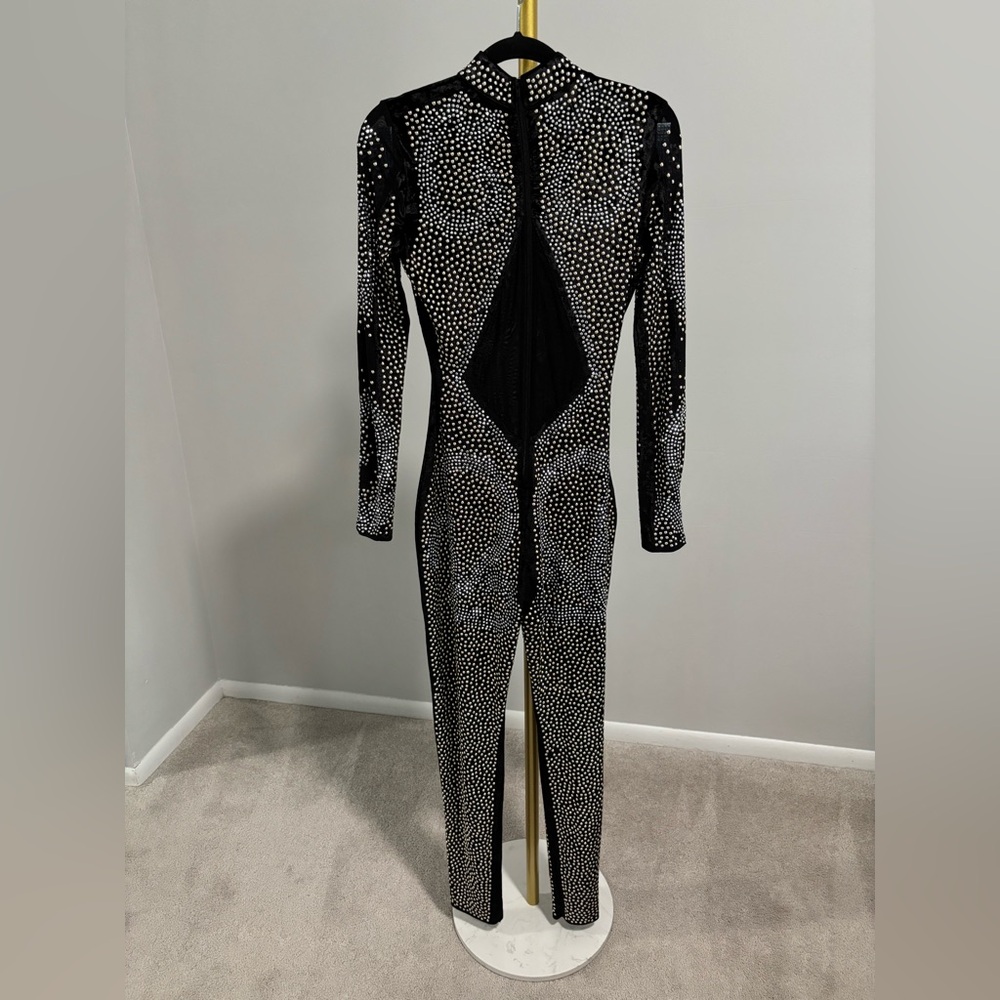 AKIRA Black and Silver Studded Jumpsuit - Picture 2 of 3